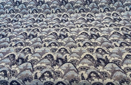 Stark Landscape Blue Chenille Tapestry Fabric - Navy Blue, Light Blue, Beige, 54" Width (By The Yard)