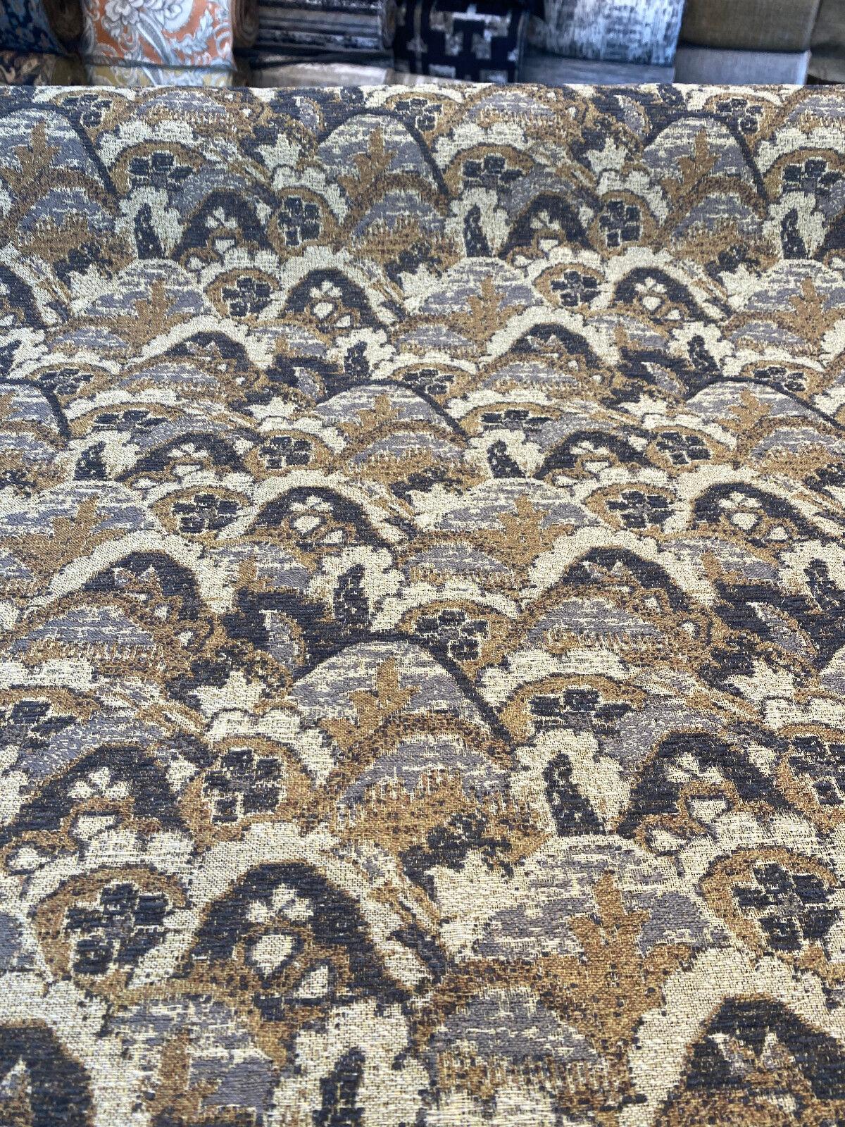 Stark Pecan Graystone Chenille Tapestry Fabric - Pecan, Beige, Charcoal, Gray, 54" Width (By The Yard)