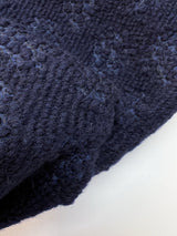 Wool Silk Double Weave Blue Abstract Fabric