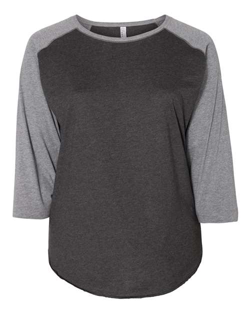LAT Women's Curvy Collection Baseball Three-Quarter Sleeve Tee
