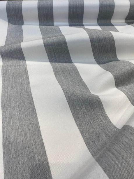 Sunbrella Townsend Granite Acrylic Fabric - Gray Stripe, 54" Width (1 Yard)