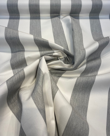 Sunbrella Townsend Granite Acrylic Fabric - Gray Stripe, 54" Width (1 Yard)