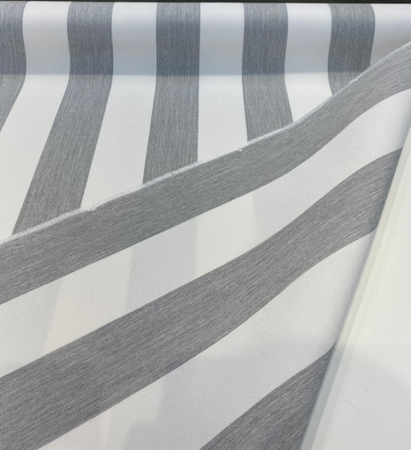 Sunbrella Townsend Granite Acrylic Fabric - Gray Stripe, 54" Width (1 Yard)