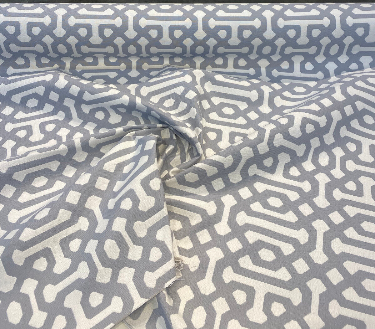 Sunbrella Fretwork Acrylic Fabric - Gray Dawn Geometric, 54" Width (1 Yard)