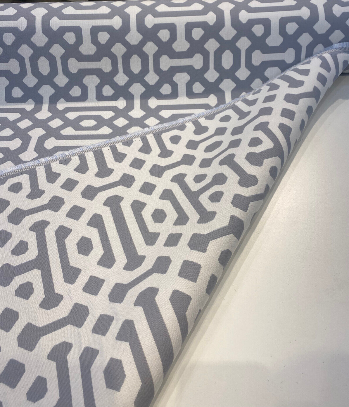 Sunbrella Fretwork Acrylic Fabric - Gray Dawn Geometric, 54" Width (1 Yard)