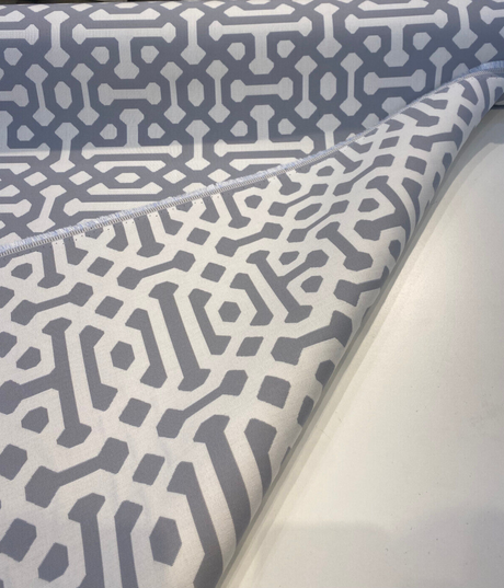 Sunbrella Fretwork Acrylic Fabric - Gray Dawn Geometric, 54" Width (1 Yard)