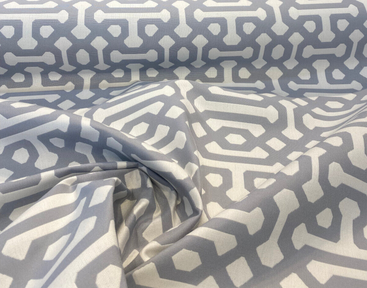 Sunbrella Fretwork Acrylic Fabric - Gray Dawn Geometric, 54" Width (1 Yard)