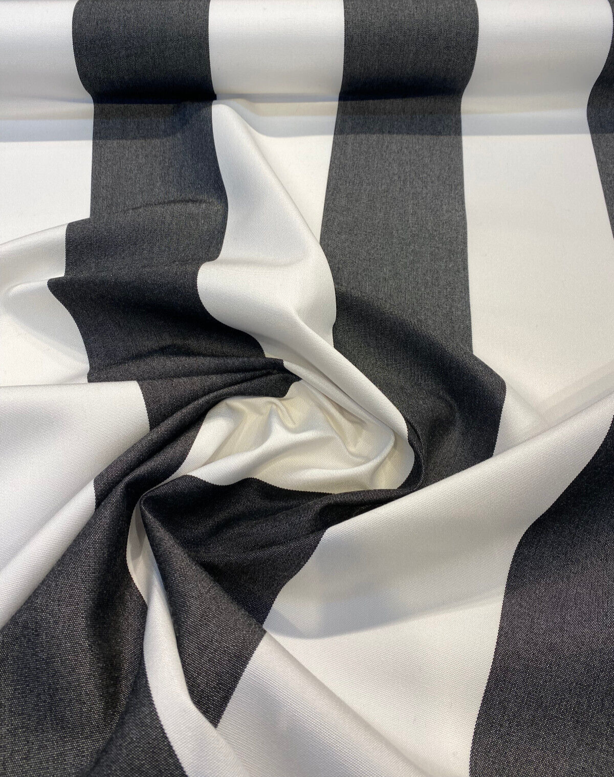 Sunbrella Classic Regal Stripes Acrylic Fabric - Black White Stripes, 54" Width (1 Yard)