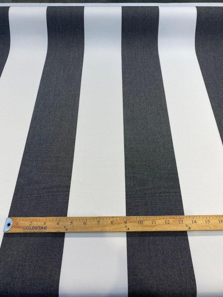 Sunbrella Classic Regal Stripes Acrylic Fabric - Black White Stripes, 54" Width (1 Yard)