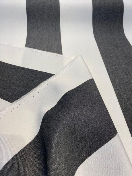 Sunbrella Classic Regal Stripes Acrylic Fabric - Black White Stripes, 54" Width (1 Yard)