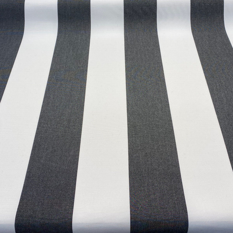 Sunbrella Classic Regal Stripes Acrylic Fabric - Black White Stripes, 54" Width (1 Yard)