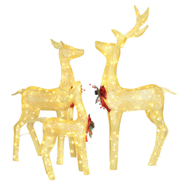 53.3-in Freestanding Reindeer Yard Decoration with White LED Lights