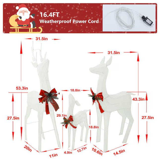 53.3-in Freestanding Reindeer Yard Decoration with Clear LED Lights