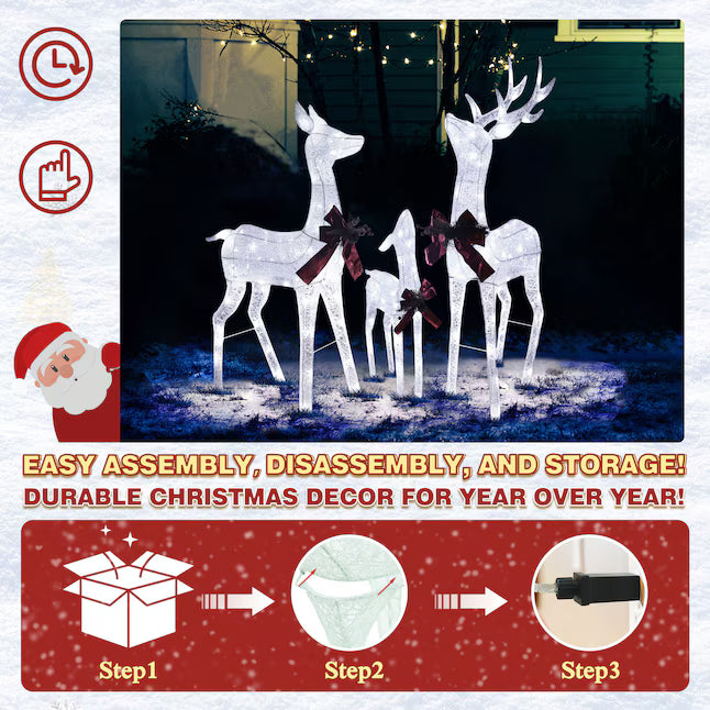 53.3-in Freestanding Reindeer Yard Decoration with Clear LED Lights