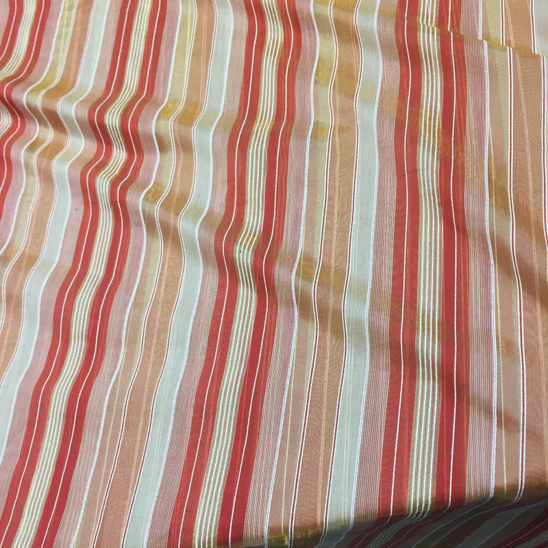 Red With Gold Sheer Stripes Fabric - 120" Double Width (50 Yards)