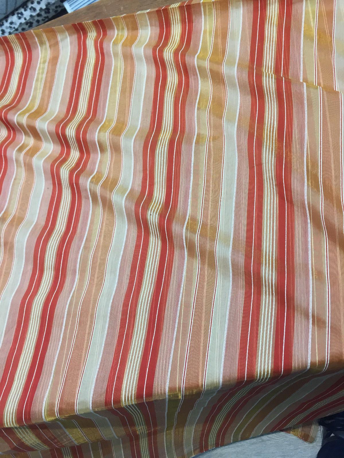 Red With Gold Sheer Stripes Fabric - 120" Double Width (50 Yards)