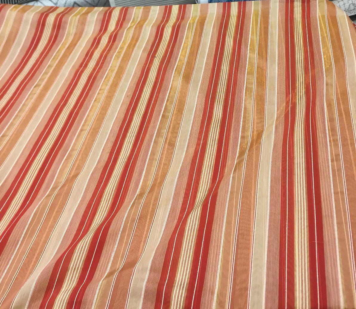 Red With Gold Sheer Stripes Fabric - 120" Double Width (50 Yards)