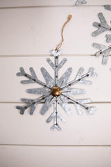 RADYAN 8" Galvanized Metal Snowflake Ornament Rustic Style