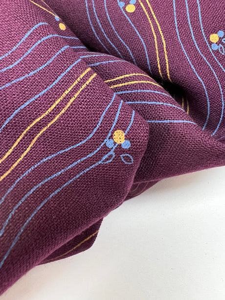 Virgin Wool Striped Fabric Purple Blue