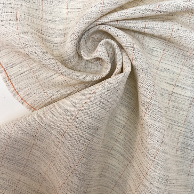 Linen Gray Beige Melange Striped