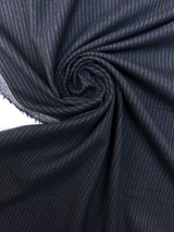 Wool Tweed Suiting Gray Blue Striped Stretch