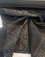 Sunbrella Soft Chenille Drift Onyx Black Solution Dyed Acrylic Fabric - Off White, Large Horizontal Repeat, 56" Width (1 Yard)