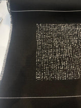 Sunbrella Soft Chenille Drift Onyx Black Solution Dyed Acrylic Fabric - Off White, Large Horizontal Repeat, 56" Width (1 Yard)