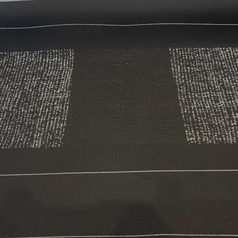 Sunbrella Soft Chenille Drift Onyx Black Solution Dyed Acrylic Fabric - Off White, Large Horizontal Repeat, 56" Width (1 Yard)