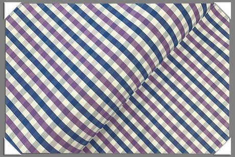 Blue Purple Gingham Cotton Shirting Cotton Fabric - Blue Purple Gingham, 58/60" Width (1 Yard)