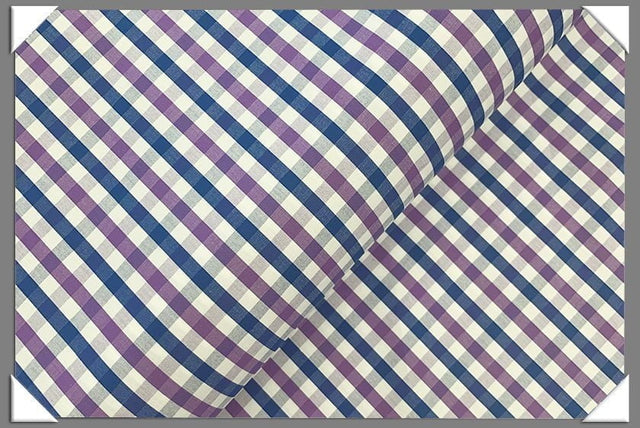Blue Purple Gingham Cotton Shirting Cotton Fabric - Blue Purple Gingham, 58/60" Width (1 Yard)