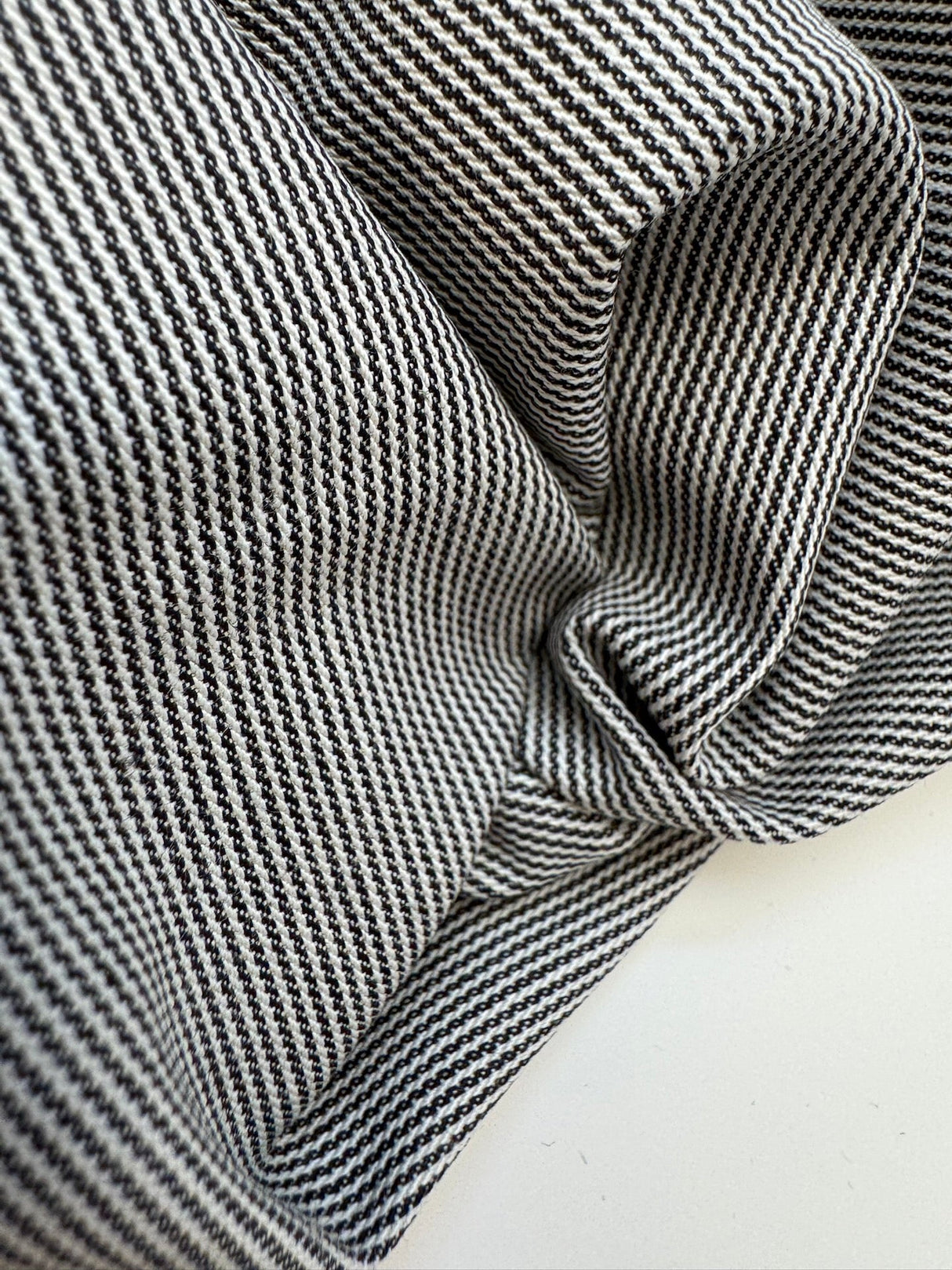 Cotton Elastane Striped Gray Fabric