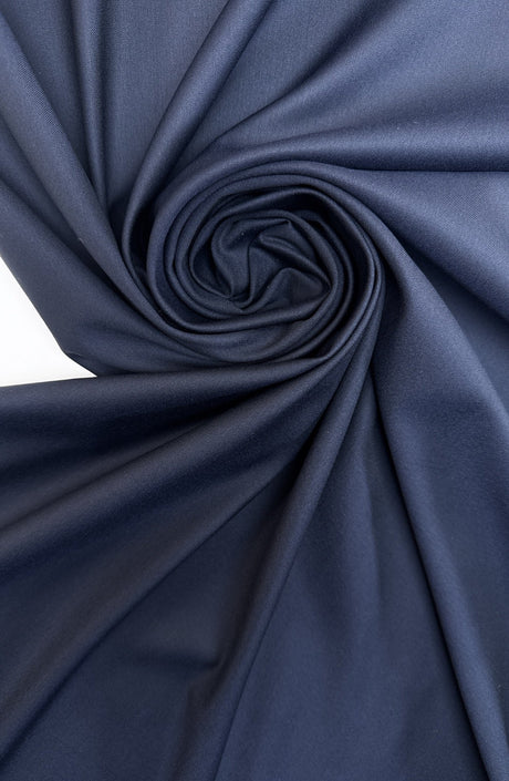 Blue Virgin Wool Stretch Twill