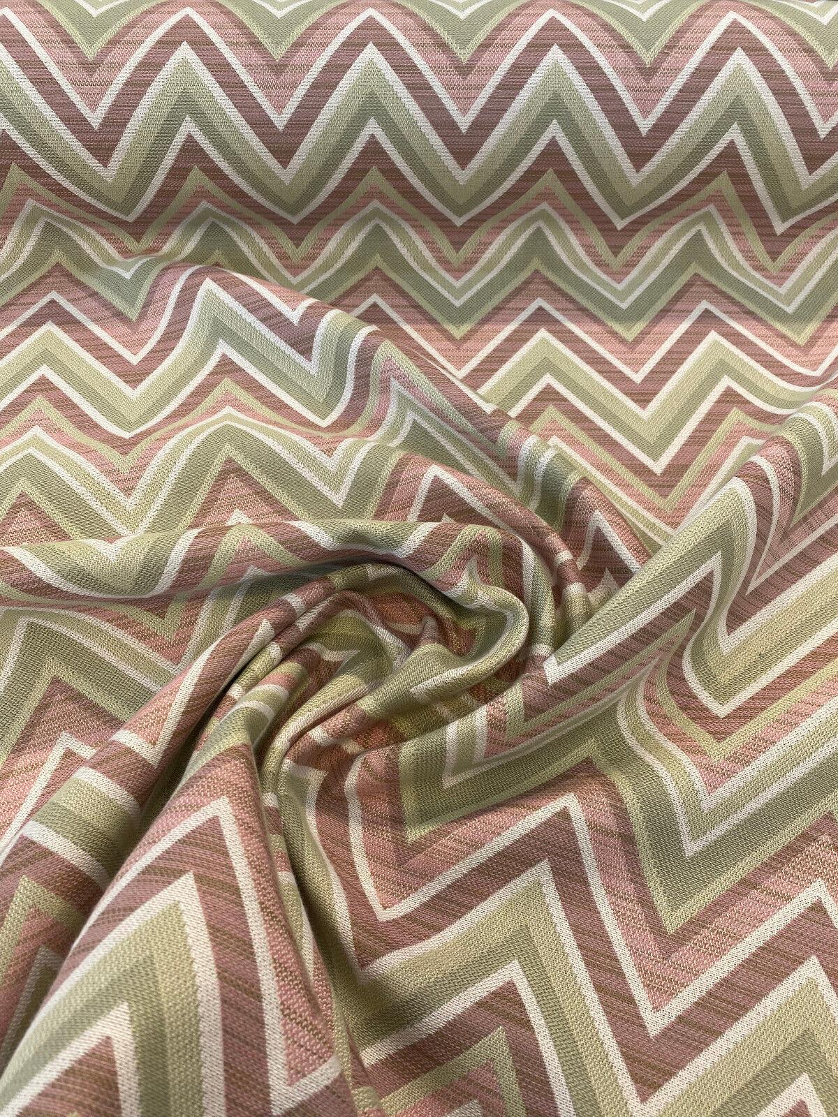 Fischer Chevron Sunbrella Acrylic Fabric - Pink Celadon Chevron, 54" Width (1 Yard)