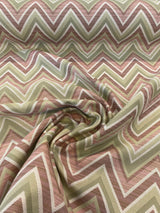 Fischer Chevron Sunbrella Acrylic Fabric - Pink Celadon Chevron, 54" Width (1 Yard)