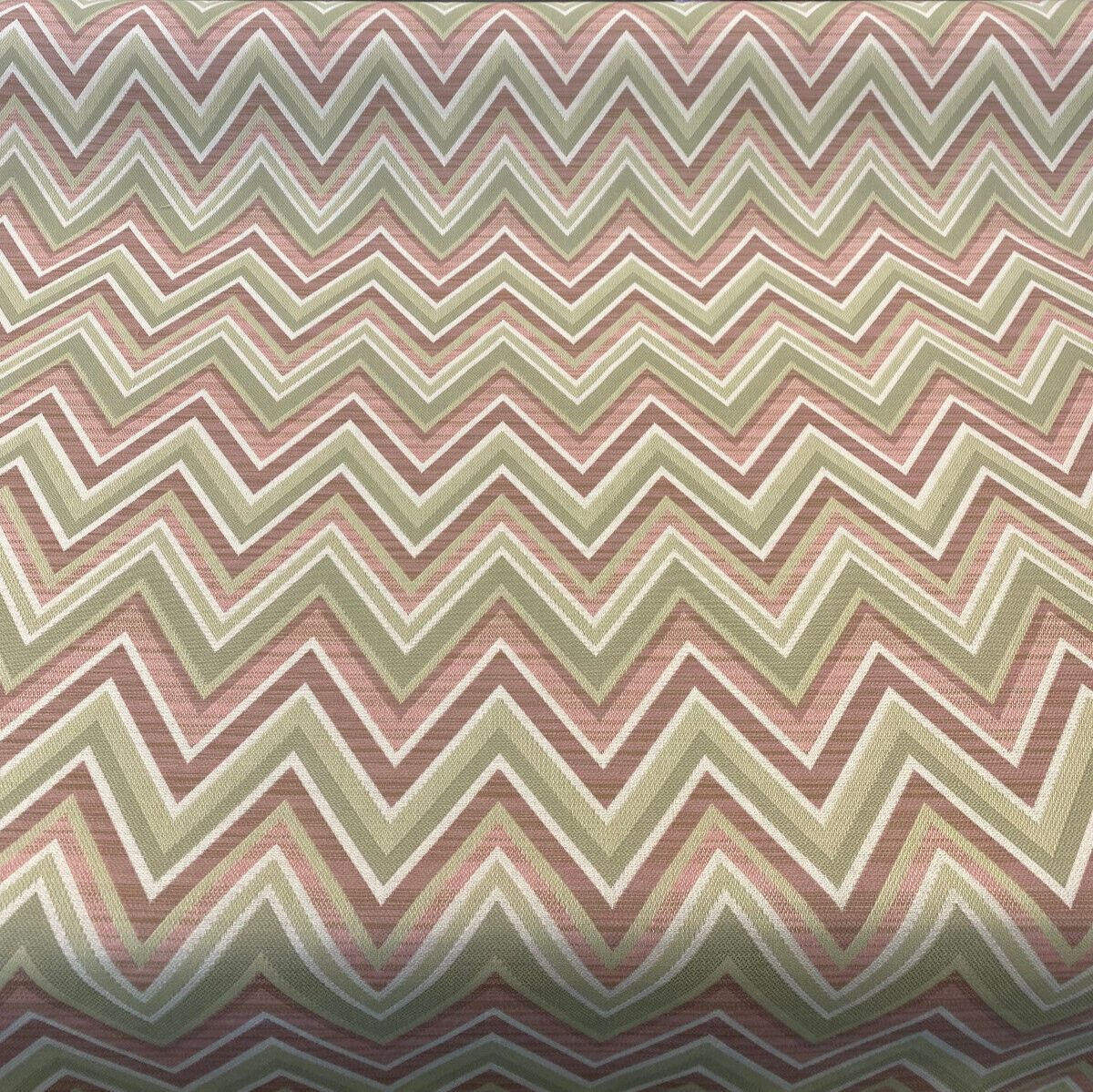 Fischer Chevron Sunbrella Acrylic Fabric - Pink Celadon Chevron, 54" Width (1 Yard)