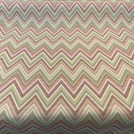 Fischer Chevron Sunbrella Acrylic Fabric - Pink Celadon Chevron, 54" Width (1 Yard)