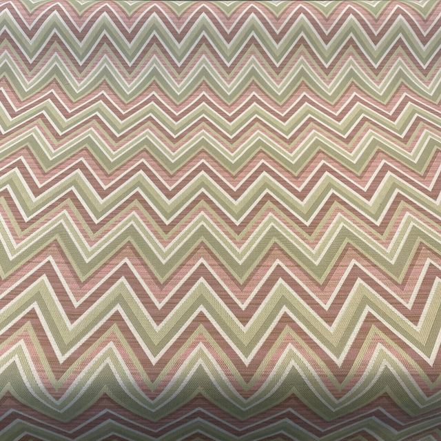 Fischer Chevron Sunbrella Acrylic Fabric - Pink Celadon Chevron, 54" Width (1 Yard)