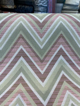Fischer Chevron Sunbrella Acrylic Fabric - Pink Celadon Chevron, 54" Width (1 Yard)
