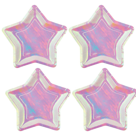 Iridescent Star Paper Dessert Plates Party Supplies - 8 Ct.