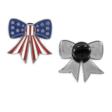 1" Patriotic Red, White & Blue US Flag Style Bow Metal Pins 12 Pc.