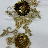 1 Pair Beaded & Corded Floral 3D Lace Applique 100% Polyester Net Mesh 9" x 4" Each Side