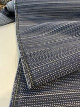 Sunbrella Achiever Solution Dyed Acrylic Fabric - Navy Blue With White And Light Beige Stripes, 54" Width (1 Yard)
