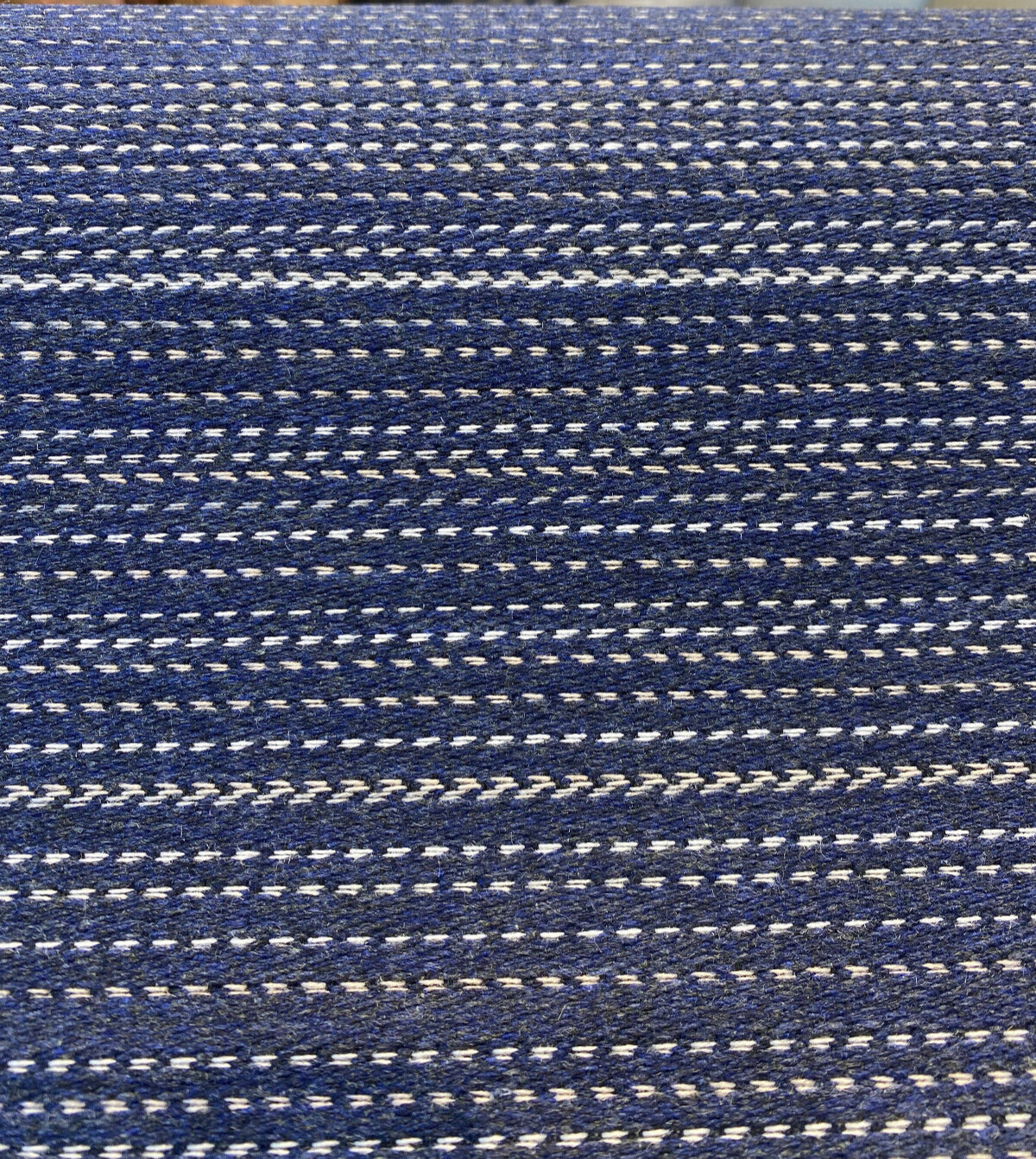 Sunbrella Achiever Solution Dyed Acrylic Fabric - Navy Blue With White And Light Beige Stripes, 54" Width (1 Yard)
