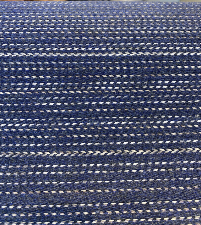 Sunbrella Achiever Solution Dyed Acrylic Fabric - Navy Blue With White And Light Beige Stripes, 54" Width (1 Yard)