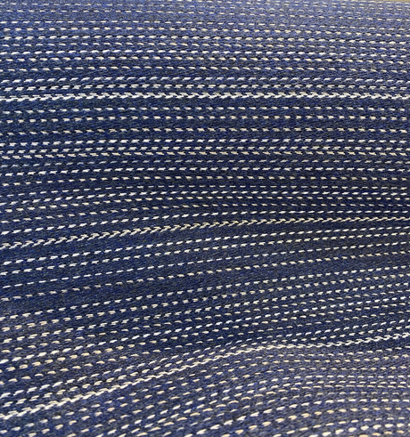 Sunbrella Achiever Solution Dyed Acrylic Fabric - Navy Blue With White And Light Beige Stripes, 54" Width (1 Yard)