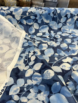 Waverly Silva Lapis Cotton Fabric - Blue Watercolor Leaves, 54" Width (1 Yard)