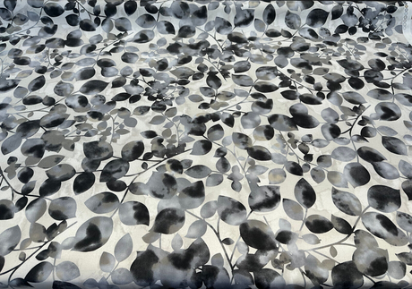 Waverly Silva Nightfall Cotton Twill Fabric - Gray Watercolor Leaf Pattern, 54" Width (1 Yard)