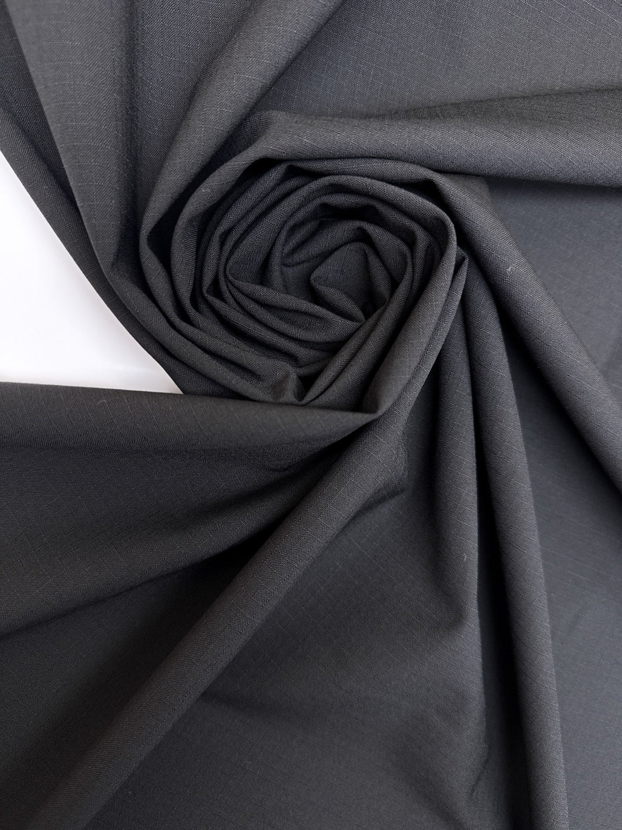 Black Wool Blend Ripstop Fabric