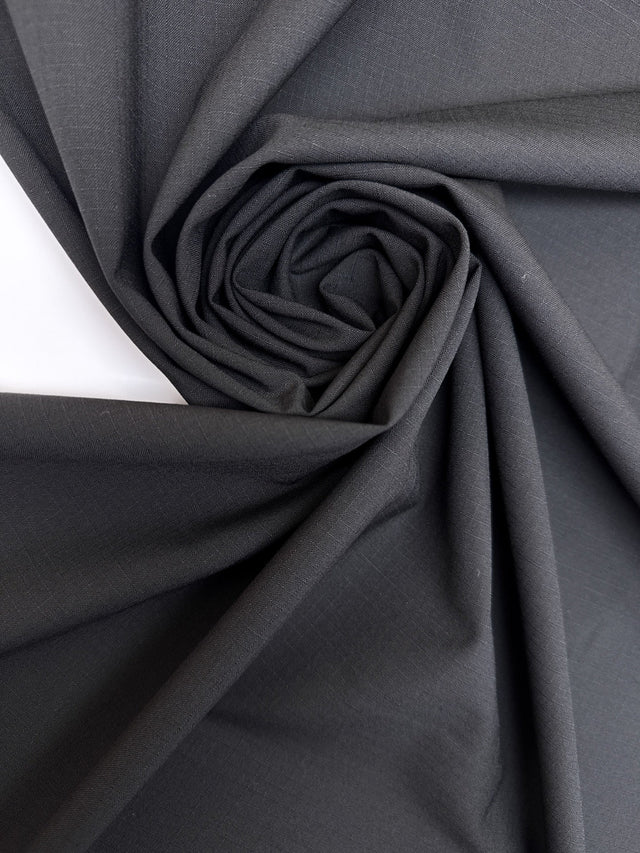 Black Wool Blend Ripstop Fabric