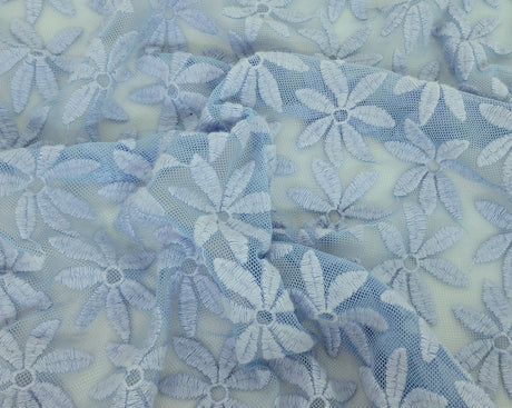Floral Lace Sky Blue Cotton Nylon